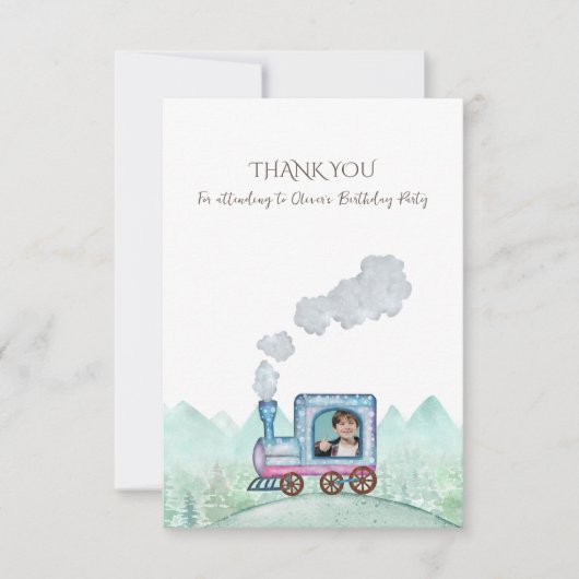 ヴィンテージ列車都市デザイン 子供へ サンキューカード (正面)