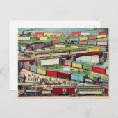 ヴィンテージ列車駅スケッチ ポストカード (正面/裏面)