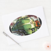 ヴィンテージ列車 楕円形シール (封筒)