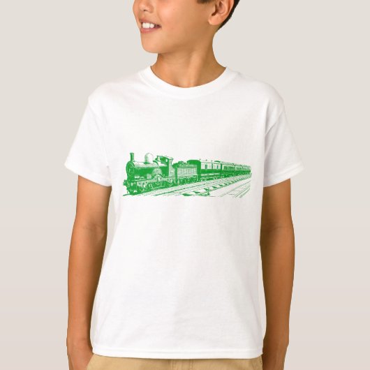 ヴィンテージ列車 – 草の緑 Tシャツ (正面)