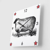 ヴィンテージ初期のスタイル羊の壁時計 スクエア壁時計 (傾斜)