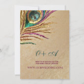 ヴィンテージ刺しゅう孔雀の羽の結婚式の招待 招待状 (裏面)