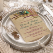 ヴィンテージ刺しゅう孔雀の羽の結婚式の招待 招待状