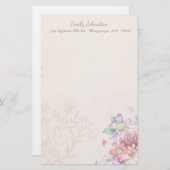ヴィンテージ刺激を受けたフラワー文具 便箋 (正面/裏面)