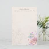 ヴィンテージ刺激を受けたフラワー文具 便箋 (スタンド正面)