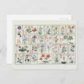 ヴィンテージ刺繍アルファベットサンプラー |ワイルドフラワー ポストカード (正面/裏面)