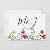 ヴィンテージ刺繍グリーンリーボタニーウェディングRSVP 招待状 (裏面)