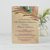 ヴィンテージ刺繍ピーコックフェザー誕生パーティー 招待状 (スタンド正面)