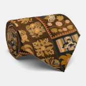 ヴィンテージ刺繍フローラキルト動物付き ネクタイ (ロール)