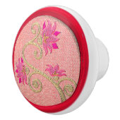 ヴィンテージ刺繍ルック花裁縫ボタン セラミックノブ (右)