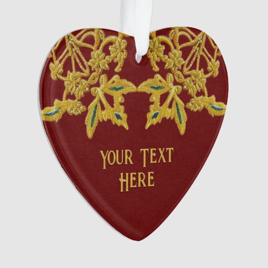 ヴィンテージ刺繍ルック金ゴールドの糸まカスタマイズたは オーナメント (正面)