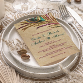 ヴィンテージ刺繍 ペコックの羽根 ウェディング 招待状