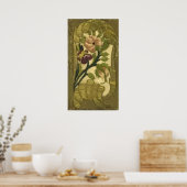 ヴィンテージ刺葉しゅうと花ポスター ポスター (キッチン)