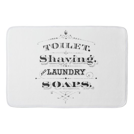 ヴィンテージ刻印のトイレタリー広告タイポグラフィ バスマット (正面)