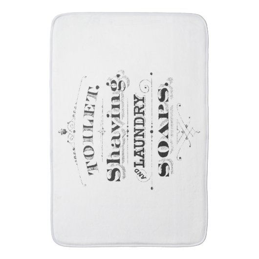 ヴィンテージ刻印のトイレタリー広告タイポグラフィ バスマット (正面縦)