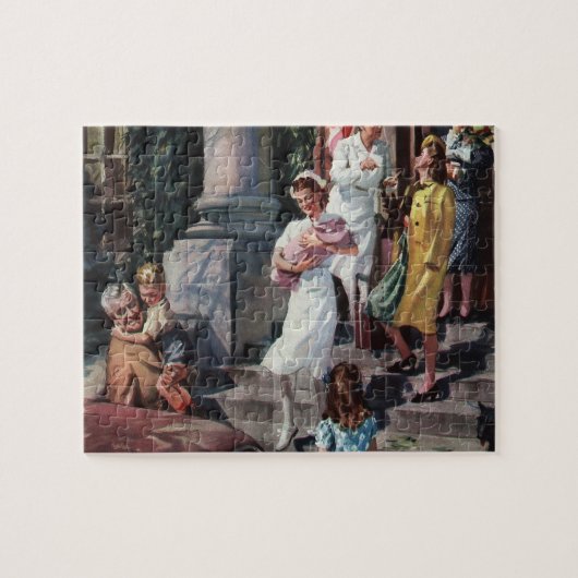 ヴィンテージ剤、ナース付生まれたばかりのベビー乳児 ジグソーパズル (横)