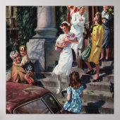 ヴィンテージ剤、ナース付生まれたばかりのベビー乳児 ポスター (正面)