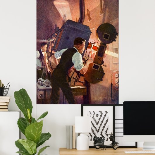 ヴィンテージ劇場映写機フィルムカメラ ポスター (ホームオフィス)