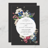 ヴィンテージ劇的フローラスクエア結婚式招待状 招待状 (正面/裏面)