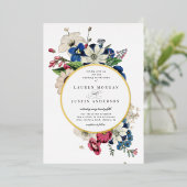 ヴィンテージ劇的フローラスクエア結婚式招待状 箔招待状 (立ち正面)