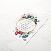 ヴィンテージ劇的フローラスクエア結婚式招待状 箔招待状 (回転した状態)