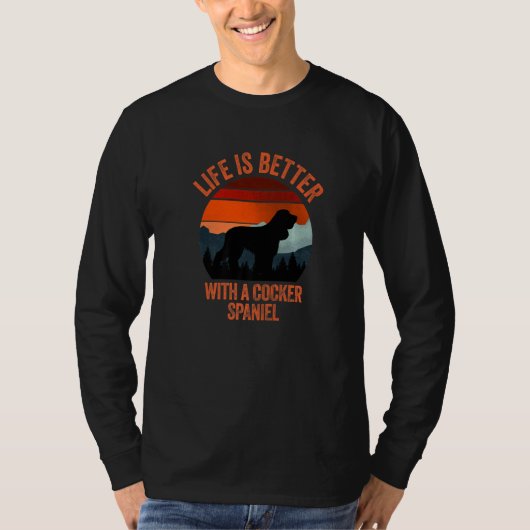 ヴィンテージ加工のゴールデン・コッカー・スパニエルと Tシャツ (正面)