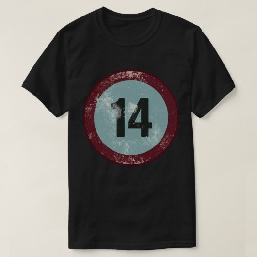 ヴィンテージ加工 ナンバー14 Tシャツ (デザイン正面)
