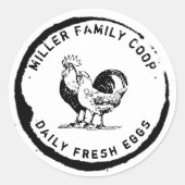 ヴィンテージ加飾コーヒー染みチキンコック ラウンドシール (正面)