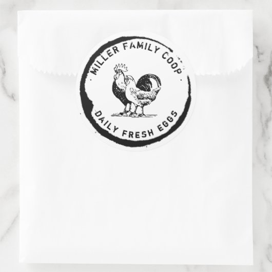 ヴィンテージ加飾コーヒー染みチキンコック ラウンドシール (バッグ)