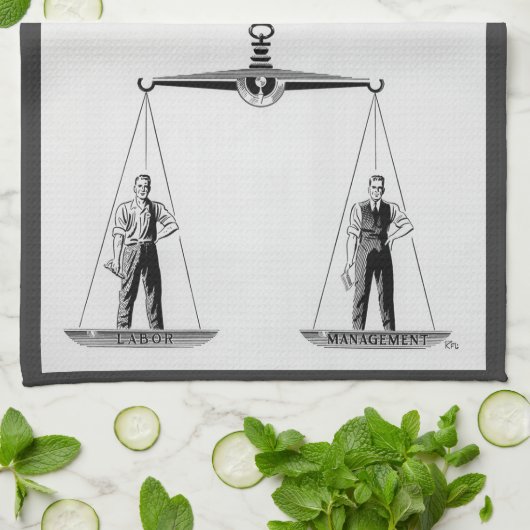 ヴィンテージ労働対管理はかりで測、司法 キッチンタオル (折り畳み)