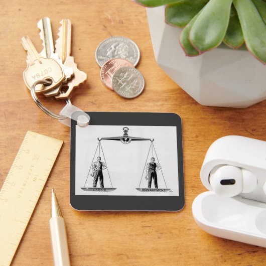 ヴィンテージ労働対管理はかりで測、司法 キーホルダー (デスク)