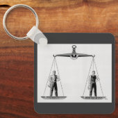 ヴィンテージ労働対管理はかりで測、司法 キーホルダー (正面)