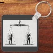 ヴィンテージ労働対管理はかりで測、司法 キーホルダー (裏面)
