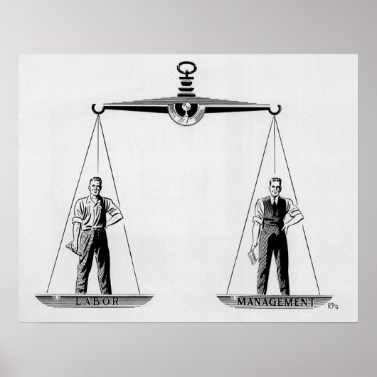 ヴィンテージ労働対管理はかりで測、司法 ポスター (正面)