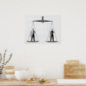 ヴィンテージ労働対管理はかりで測、司法 ポスター (キッチン)