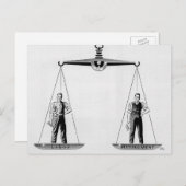 ヴィンテージ労働対管理はかりで測、司法 ポストカード (正面/裏面)