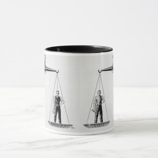 ヴィンテージ労働対管理はかりで測、司法 マグカップ (中央)