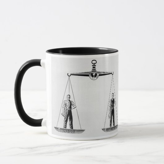 ヴィンテージ労働対管理はかりで測、司法 マグカップ (左)
