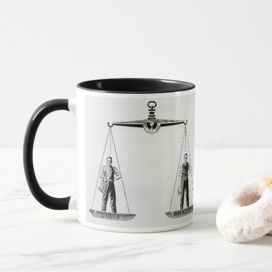 ヴィンテージ労働対管理はかりで測、司法 マグカップ (ドーナツ)