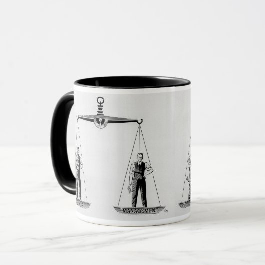 ヴィンテージ労働対管理はかりで測、司法 マグカップ (正面左)