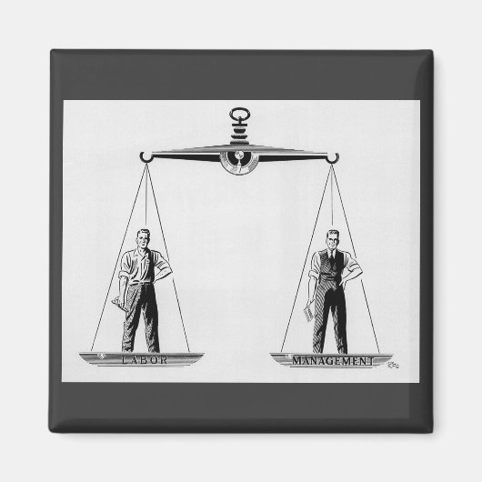 ヴィンテージ労働対管理はかりで測、司法 マグネット (正面)