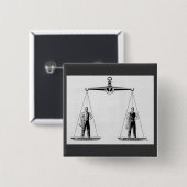 ヴィンテージ労働対管理はかりで測、司法 缶バッジ (正面&裏面)