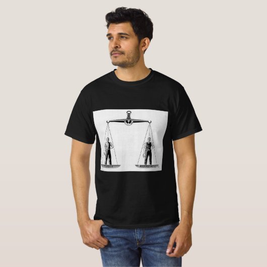 ヴィンテージ労働対管理はかりで測、司法 Tシャツ (正面フル)