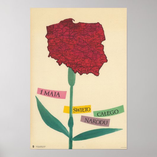 ヴィンテージ労働日ポーランドの地図 ポスター (正面)