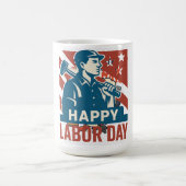 ヴィンテージ労働日米国レトロポスタースタイル コーヒーマグカップ (中央)