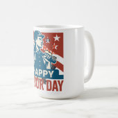 ヴィンテージ労働日米国レトロポスタースタイル コーヒーマグカップ (正面右)