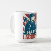 ヴィンテージ労働日米国レトロポスタースタイル コーヒーマグカップ (正面左)