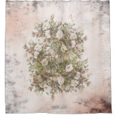 ヴィンテージ動揺してで白いBohoは上がりました シャワーカーテン (正面)