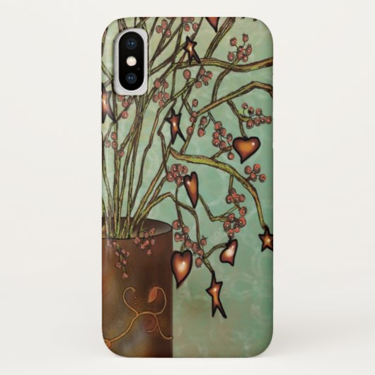 ヴィンテージ動揺してのハートツリー付き錫の花瓶 Case-Mate iPhoneケース (裏面)