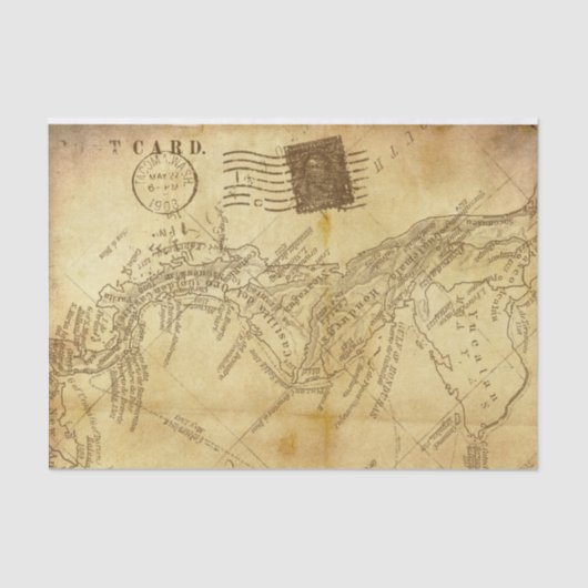 ヴィンテージ動揺してはがき地図アンティーク 薄葉紙 (正面)